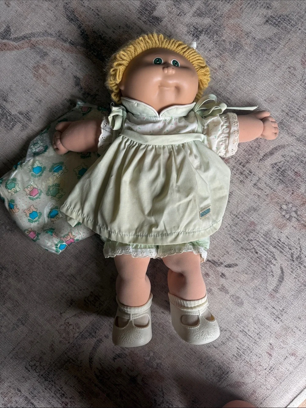 1985 Cabbage Patch Baby Doll Green Dress